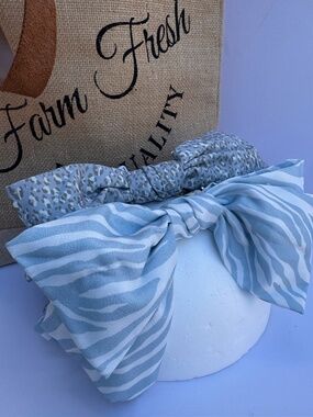 Anthropologie XL Coquette Bow Barrette Set of 2 NWT Sky Blue
